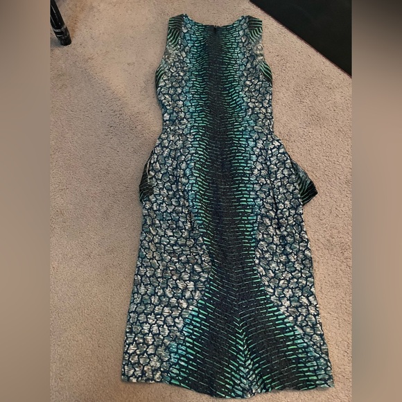 Peter Pilotto Teal and Black Textured Midi Dress - Picture 7 of 8